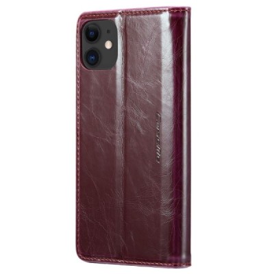 Apple iPhone 11 „CaseMe“ Leather открываемый,бордового цвета, кожаный чехол – книжка | Vacins.lv