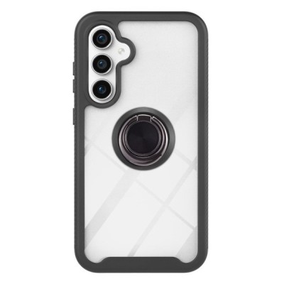 Samsung Galaxy S23 FE (Fan Edition) „Kickstand“ усиленный защитный чёрный твердый силиконовый чехол (TPU) прозрачный | Vacins.lv
