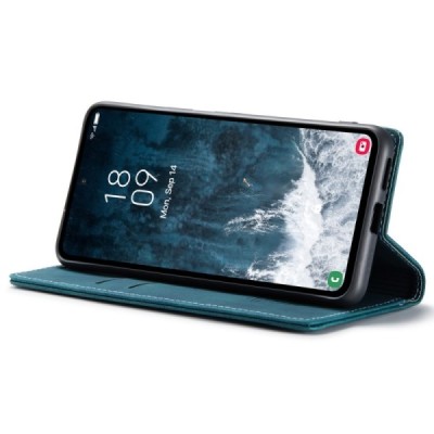 Samsung Galaxy S23 FE (Fan Edition) CaseMe Retro открываемый, зелёного цвета, кожаный чехол – книжка | Vacins.lv