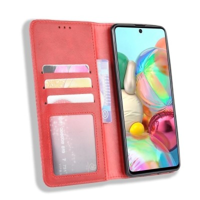 Samsung Galaxy Note10 Lite (N770F) Vintage красный кожаный чехол-книжка с магнитом | Vacins.lv