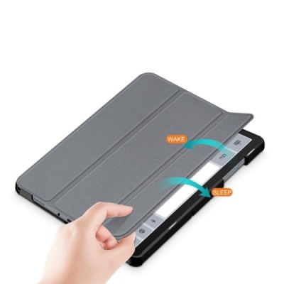 Samsung Galaxy Tab A11+ / A9+ серый кожаный чехол-книжка (складной) | Vacins.lv
