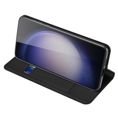 Samsung Galaxy S24 (SM-S921) „Dux Ducis“ Skin sērijas melns ādas atvērams maciņš | Vacins.lv