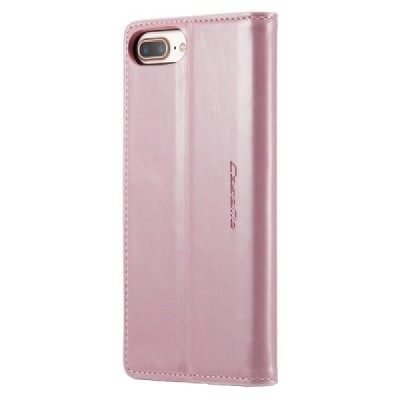 Apple iPhone 7 Plus „CaseMe“ Leather solīds atvēramais ādas rozs maciņš - maks | Vacins.lv