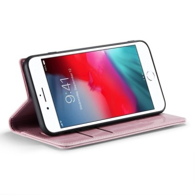 Apple iPhone 7 Plus „CaseMe“ Leather solīds atvēramais ādas rozs maciņš - maks | Vacins.lv