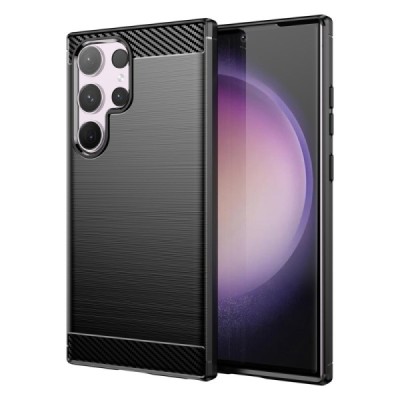 Samsung Galaxy S24 Ultra (SM-S928) „Carbon“ твердый силиконовый чехол (TPU) - черный | Vacins.lv