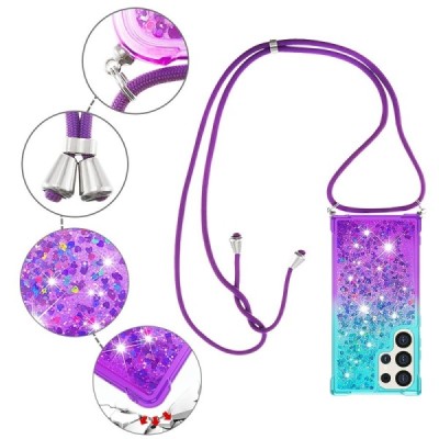 Твердый силиконовый чехол (TPU) „Strap“ Shine для Samsung Galaxy S24 Ultra (SM-S928), мятного/фиолетового цвета | Vacins.lv