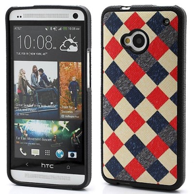HTC One M8 krāsains cieta silikona apvalks - rūtains / Vacins.lv
