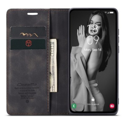 Samsung Galaxy A55 5G (SM-A556) CaseMe Retro открываемый, Чёрного цвета, кожаный чехол – книжка | Vacins.lv