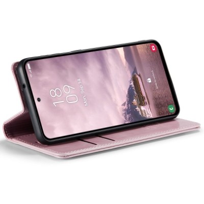 Samsung Galaxy A55 5G (SM-A556) CaseMe Leather открываемый, розового цвета, кожаный чехол – книжка | Vacins.lv