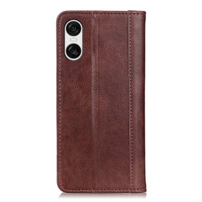 Sony Xperia 10 VI Binfen солидная открываемый коричневый кожаный чехол - книжка | Vacins.lv
