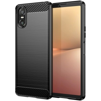 Твердый силиконовый чехол „Carbon“ (TPU) для Sony Xperia 10 VI,чёрного цвета | Vacins.lv