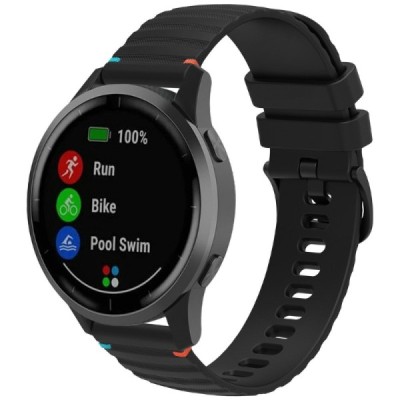 Wave viedā pulksteņa (Samsung Galaxy Watch 3, Gear S3, Watch GT) cietā silikona (TPU) siksniņa - melns | Vacins.lv