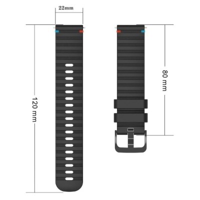 Wave viedā pulksteņa (Samsung Galaxy Watch 3, Gear S3, Watch GT) cietā silikona (TPU) siksniņa - melns | Vacins.lv