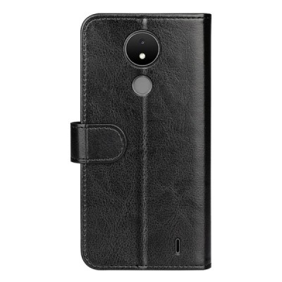 Nokia C21 открываемый черный кожаный чехол - книжка | Vacins.lv