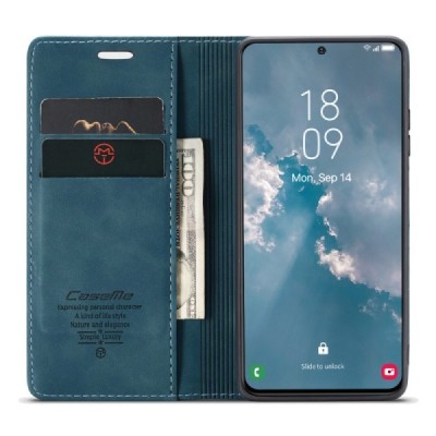 Samsung Galaxy S23 (SM-S911) CaseMe Retro открываемый, зелёного цвета, кожаный чехол – книжка | Vacins.lv