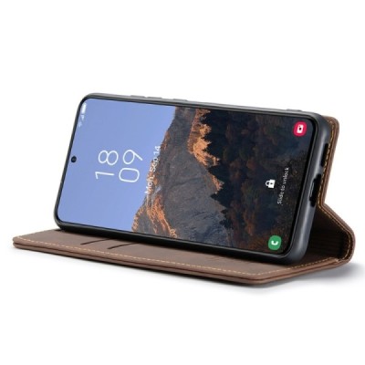 Samsung Galaxy S24 (SM-S921) CaseMe Retro открываемый, коричневый, кожаный чехол – книжка | Vacins.lv