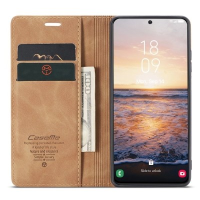 Samsung Galaxy S24+ (SM-S926) CaseMe Retro открываемый, светло-коричневый, кожаный чехол – книжка | Vacins.lv