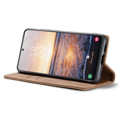 Samsung Galaxy S24+ (SM-S926) CaseMe Retro открываемый, светло-коричневый, кожаный чехол – книжка | Vacins.lv