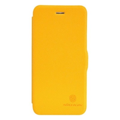 Nillkin Fresh Apple iPhone 6 Plus (6s Plus) atverčiamas geltonas odinis dėklas - knygutė / Priedai.lt