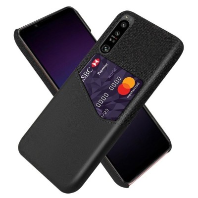 Sony Xperia 1 IV „KSQ“ Shell melns ādas apvalks ar iebūvētu karšu turētāju | Vacins.lv