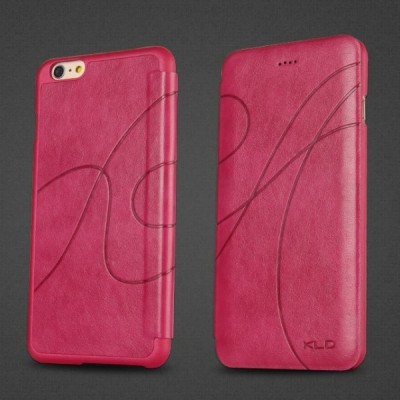 Apple iPhone 6 Plus (6s Plus) „Kalaideng“ Oscar ādas atvēramais rozs futrālis / Vacins.lv