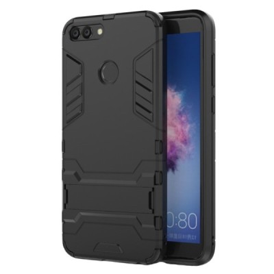 Huawei P smart 2018 (Enjoy 7S) „Kickstand“ pastiprinātas aizsardzības melns apvalks | Vacins.lv
