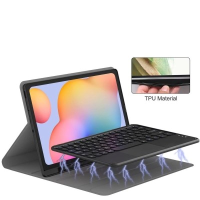Samsung Galaxy Tab S9 11" / S9 FE 5G / S10 FE / S10 Lite чехол-книжка из черной кожи с беспроводной клавиатурой Bluetooth | Vaci
