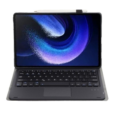 Xiaomi Pad 6 и Xiaomi Pad 6 Pro чехол-книжка из черной кожи с беспроводной клавиатурой Bluetooth | Vacins.lv