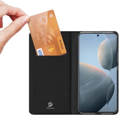 Xiaomi Poco X6 Pro 5G (Redmi K70E) „Dux Ducis“ Skin sērijas melns ādas atvērams maciņš | Vacins.lv