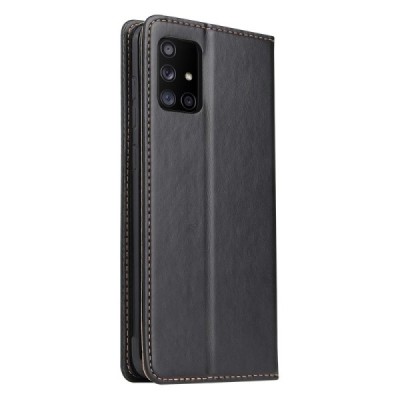 Samsung Galaxy A71 (5G) открываемый чёрный кожаный чехол - книжка | Vacins.lv
