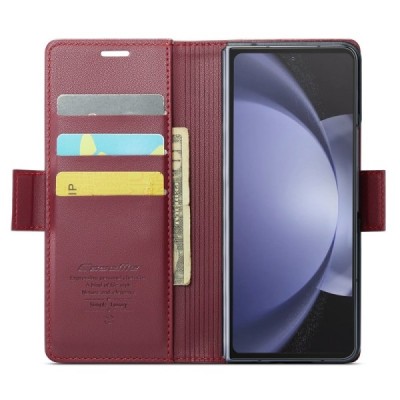 Samsung Galaxy Fold6 5G (SM-F956B) „CaseMe“ Leather открываемый бордовый кожаный чехол - книжка | Vacins.lv