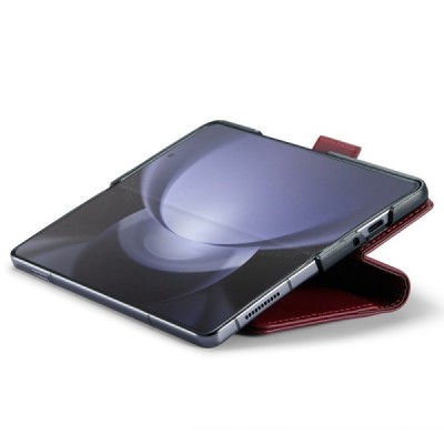 Samsung Galaxy Fold6 5G (SM-F956B) „CaseMe“ Leather открываемый бордовый кожаный чехол - книжка | Vacins.lv