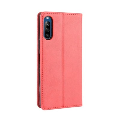 Sony Xperia L4 Vintage красный кожаный чехол-книжка с магнитом | Vacins.lv