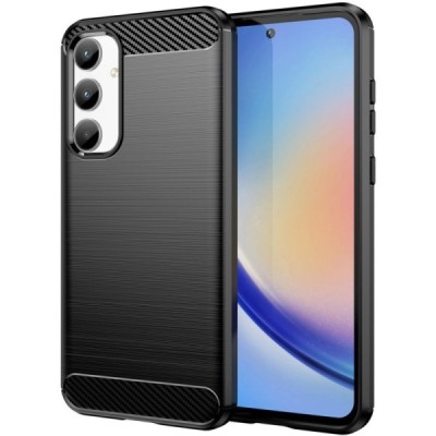 Твердый силиконовый чехол "Carbon" (TPU) для Samsung Galaxy A35 5G (SM-A356E) чёрного цвета | Vacins.lv