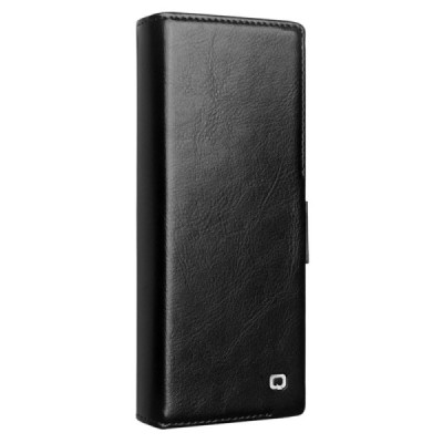 Samsung Galaxy Fold6 5G "QIALINO" открываемый чёрный кожаный чехол - книжка | Vacins.lv