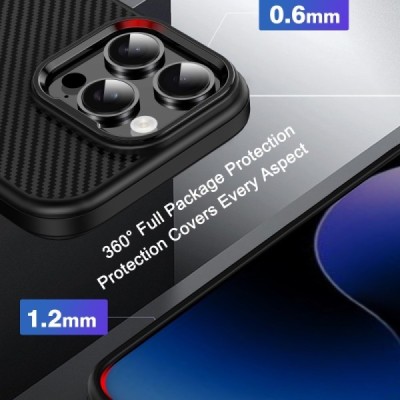 Apple iPhone 16 Pro "IPAKY" Carbon силиконовый TPU чёрный чехол | Vacins.lv