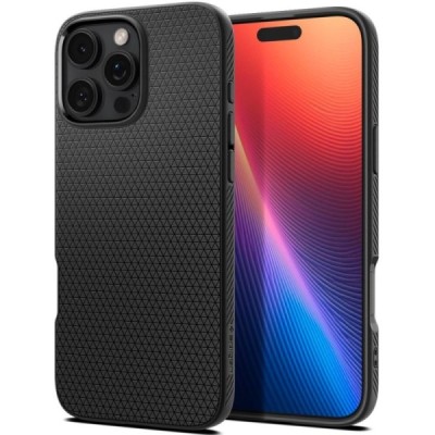 Apple iPhone 16 Pro Max "Spigen" Liquid Air melns cieta silikona apvalks | vacins.lv
