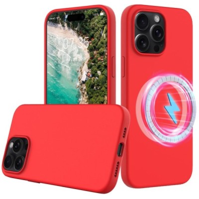 Apple iPhone 16 Pro "Shell" MagSafe cieta silikona (TPU) sarkans apvalks | vacins.lv