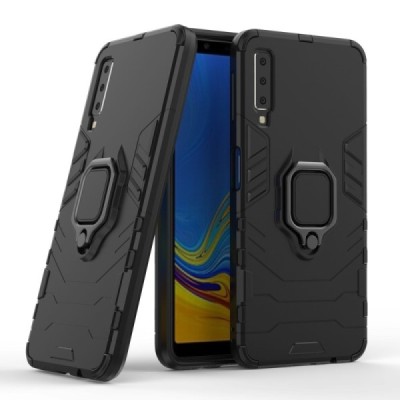 Samsung Galaxy A7 (2018) "Kickstand" pastiprinātas aizsardzības melns apvalks | Vacins.lv