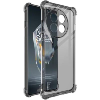 OnePlus 12R 5G (Ace 3) "Imak" pastiprinātas aizsardzības cieta silikona (TPU) caurspīdīgs pelēks vāciņš | Vacins.lv