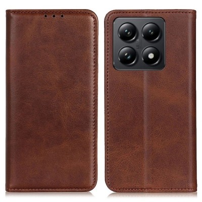 Xiaomi 14T "Split" коричневый кожаный чехол-книжка | Vacins.lv
