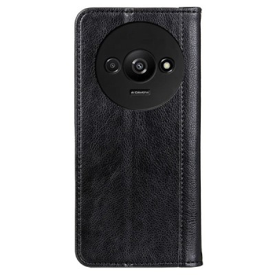 Xiaomi Redmi A3 (Poco C61) чёрный кожаный чехол-книжка | Vacins.lv