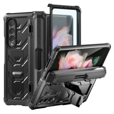 „Rugged“ Charcoal Fibre Samsung Galaxy Z Fold3 5G (F926B) чёрный твердый чехол | Vacins.lv