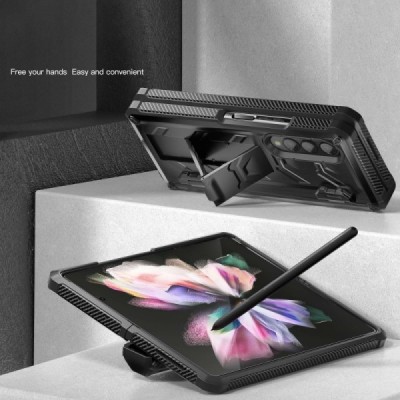 „Rugged“ Charcoal Fibre Samsung Galaxy Z Fold3 5G (F926B) чёрный твердый чехол | Vacins.lv