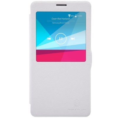 Samsung Galaxy Note 4 N910 baltas odinis atverčiamas Nillkin Fresh dėklas / Priedai.lt