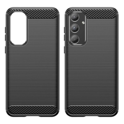Samsung Galaxy A55 5G (SM-A556) "Carbon" cieta silikona (TPU) melns apvalks | Vacins.lv
