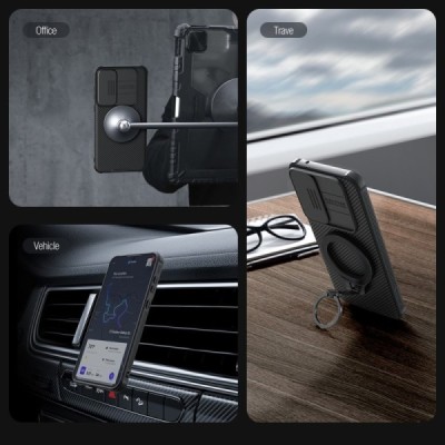 Samsung Galaxy A55 5G (SM-A556) „Nillkin“ CamShield Pro Magnetic melns apvalks | Vacins.lv