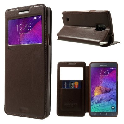 Roar Noble atverčiamas Samsung Galaxy Note 4 (N910) rudas odinis dėklas / Priedai.lt