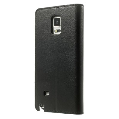 Samsung Galaxy Note 4 (N910) Mercury Sonata atvērams melns ādas futrālis - maciņš / Vacins.lv