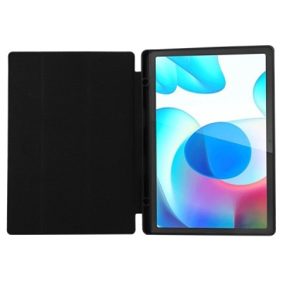 Samsung Galaxy Tab A9+ чёрный кожаный чехол - книжка с местом для стилуса | Vacins.lv